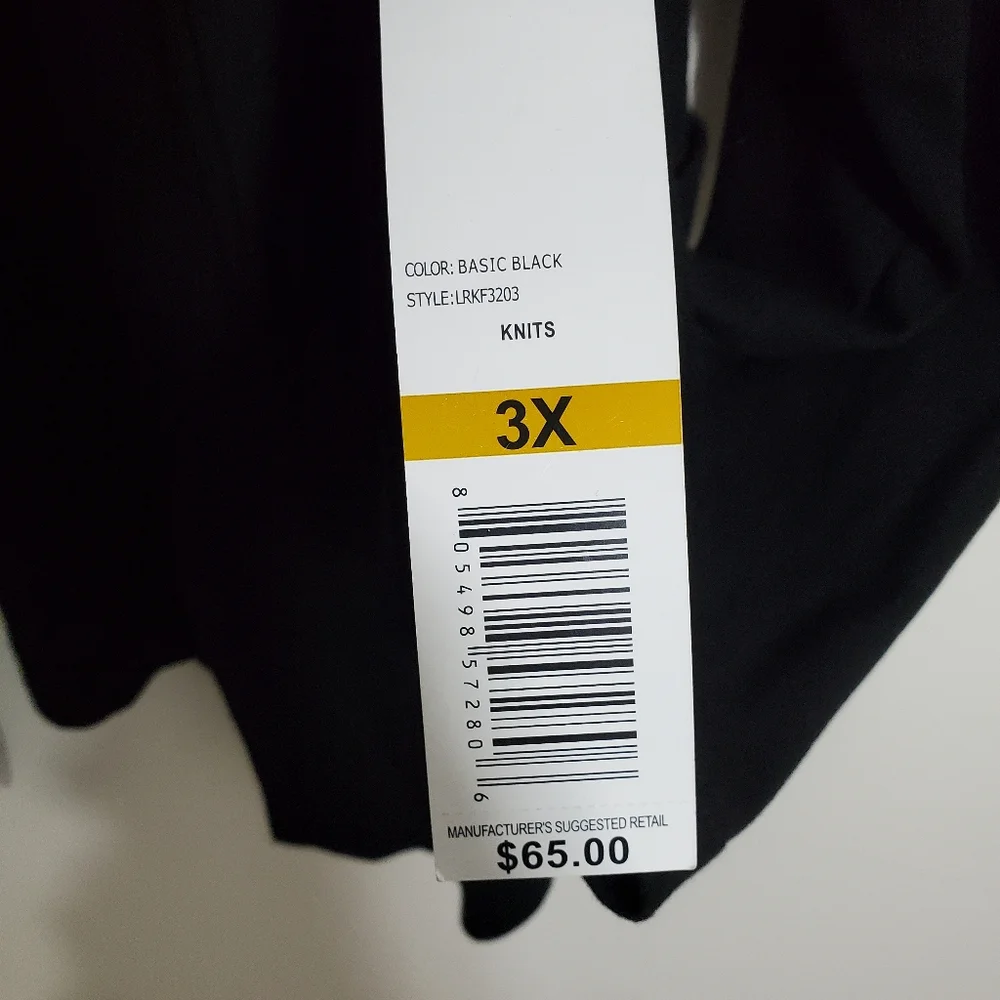 NWT Rafaella Cardigan Sweater Lightweight Black Open Front Modern Casual Knit 3X